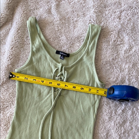 Green Ribbed Lace-Up Dress - Picture 4 of 5